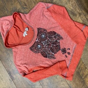 MISS ME Owl Hoodie Sweatshirt, Size M